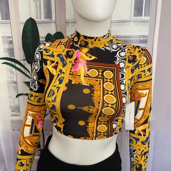 Timing Tops - Timing Bold Baroque Style Print Print Reminiscent Of Versace Top. Size S